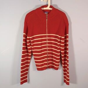 Old navy vintage Ramie zip up cardigan sweater mock neck boys girls 10 red white